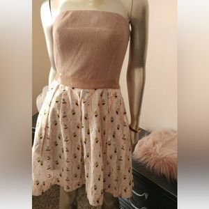 Rachel Roy bustier Dress Taupe sailor print Size 6